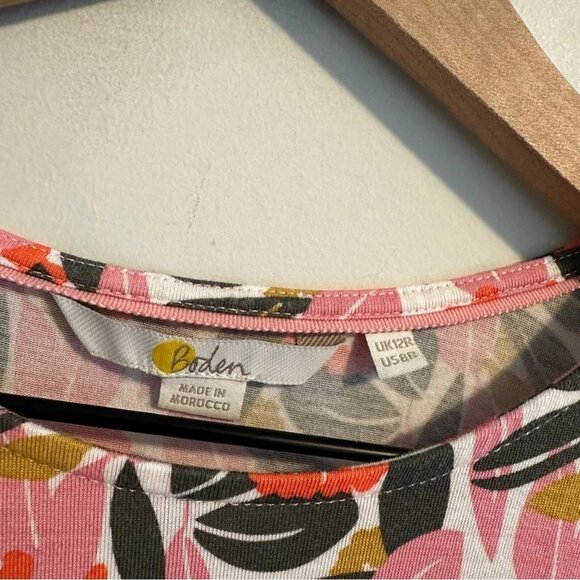 BODEN 8 Floral Print Flutter Sleeve Dress Viscose Stretch - Picture 5 of 8